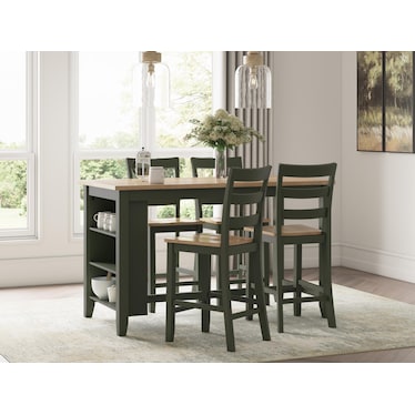 GESTHAVEN 5-PC COUNTER HEIGHT DINING SET WITH BOOKCASE TABLE