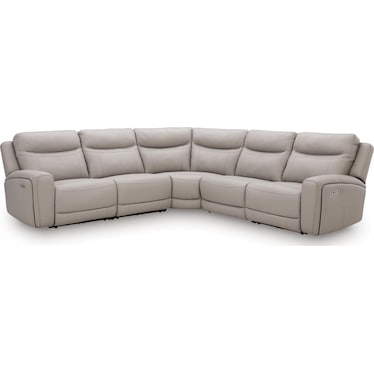 GIDDEON LEATHER 5 PIECE TRIPLE POWER RECLINING SECTIONAL
