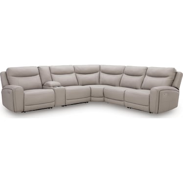 GIDDEON LEATHER 6 PIECE TRIPLE POWER RECLINING SECTIONAL