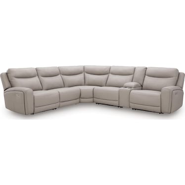 GIDDEON LEATHER 6 PIECE TRIPLE POWER RECLINING SECTIONAL