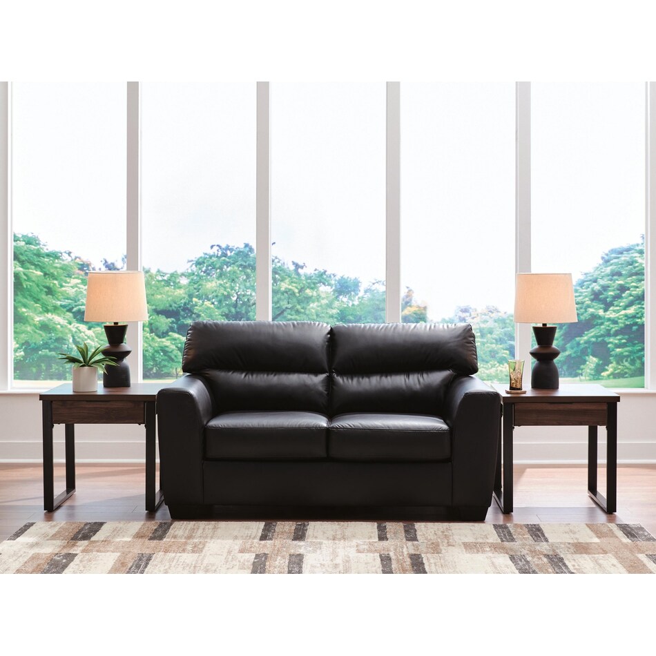 gravello midnight leather loveseat   