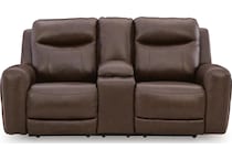 gravier cordova power leather reclining console loveseat   