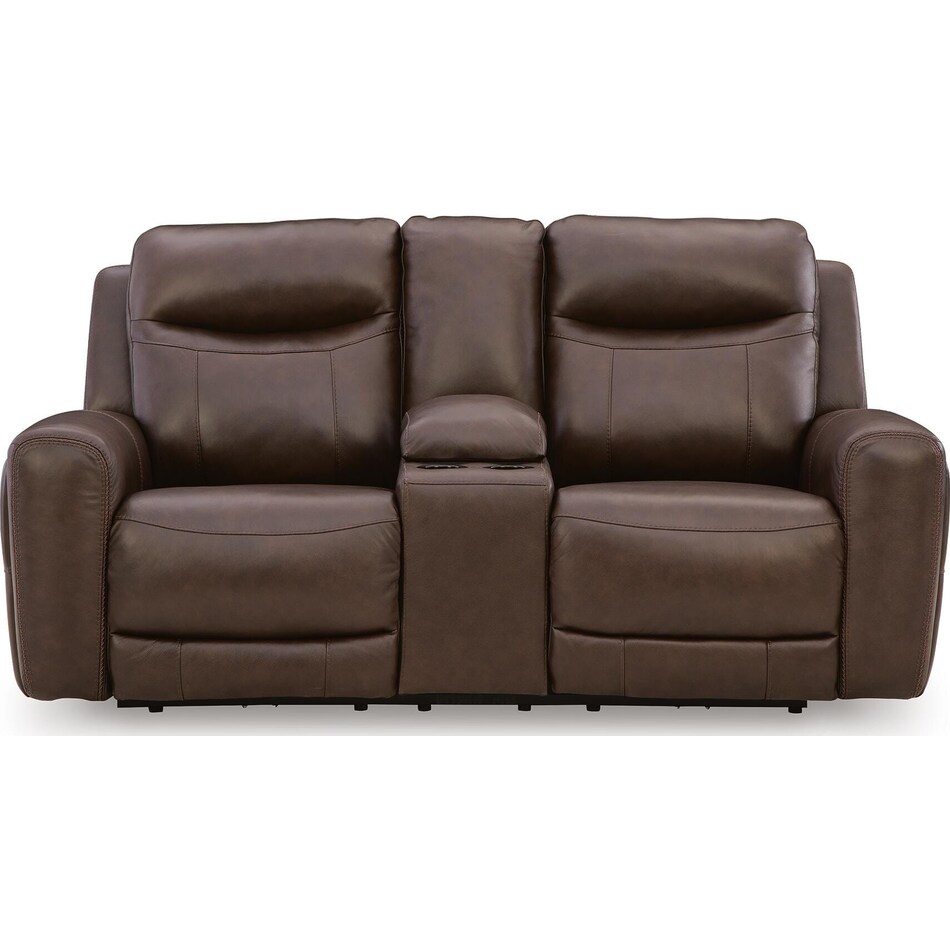 gravier cordova power leather reclining console loveseat   