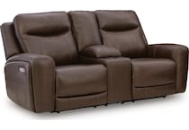 gravier cordova power leather reclining console loveseat   