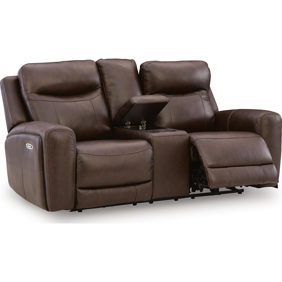 gravier cordova power leather reclining console loveseat   
