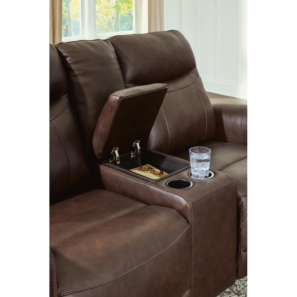 gravier cordova power leather reclining console loveseat   