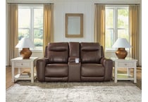 gravier cordova power leather reclining console loveseat   