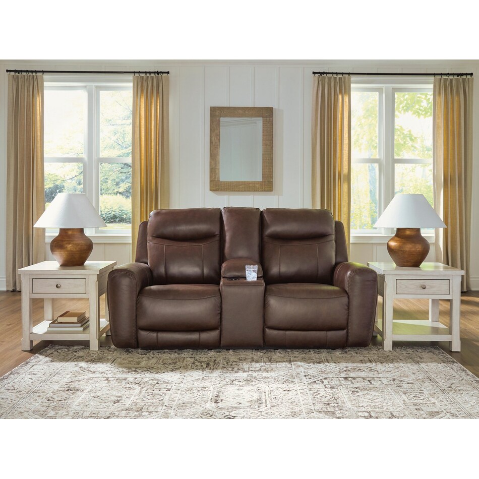 gravier cordova power leather reclining console loveseat   