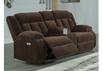 greely bend brown reclining console loveseat   