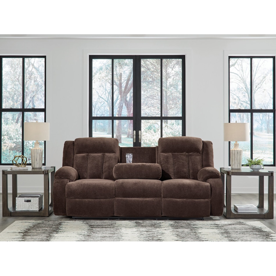 greely bend brown reclining sofa   