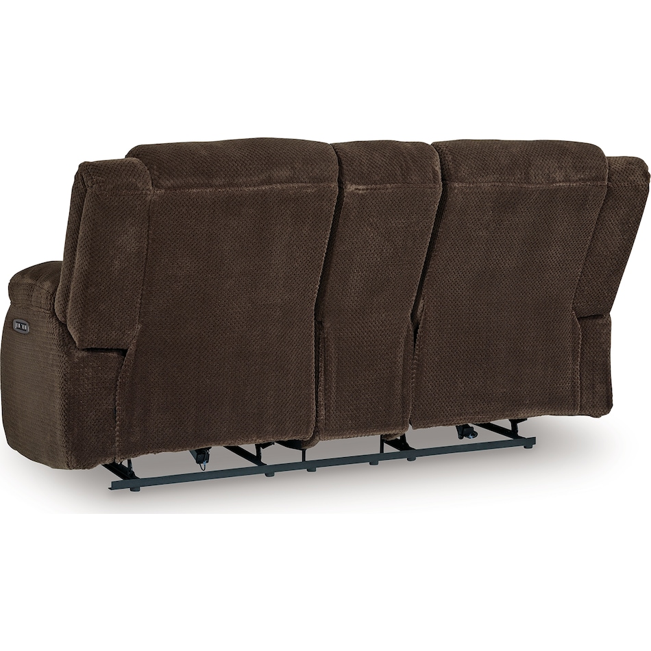 greely bend chocolate reclining console loveseat   