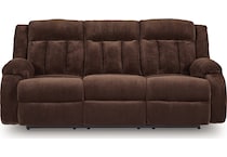 greely bend chocolate reclining sofa   