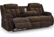 greely bend chocolate reclining sofa   