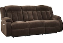 greely bend chocolate reclining sofa   