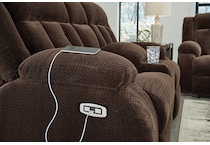 greely bend chololate reclining console loveseat   