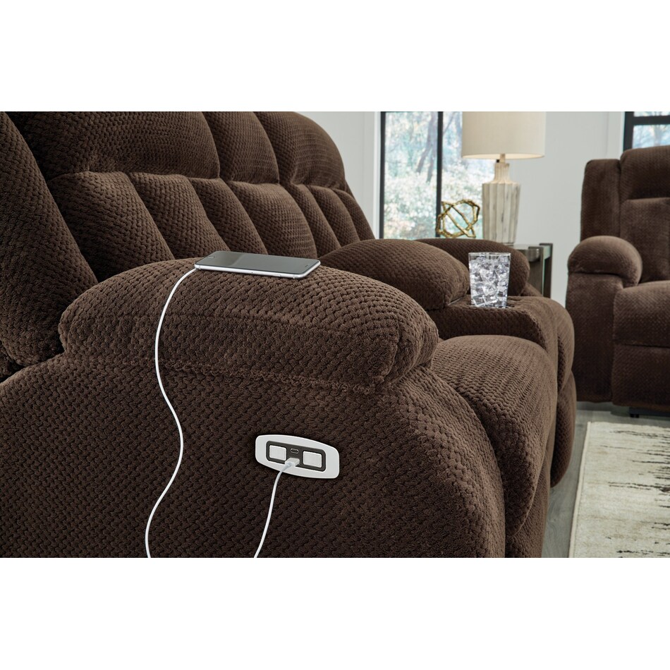 greely bend chololate reclining console loveseat   