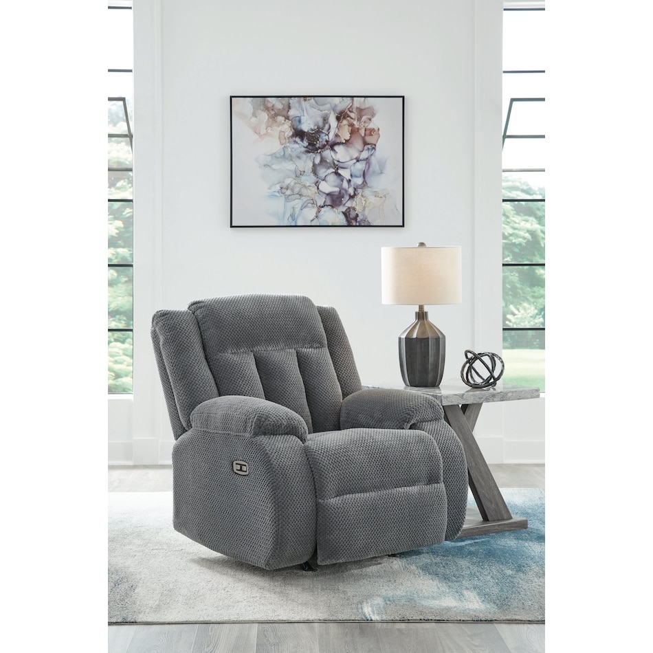 greely bend grey power recliner   