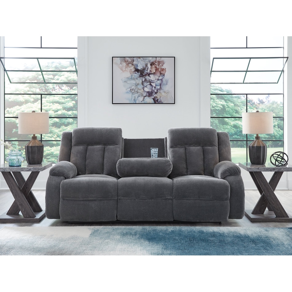 greely bend grey power reclining sofa   