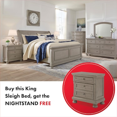 LETTNER SLEIGH BED WITH FREE NIGHTSTAND!