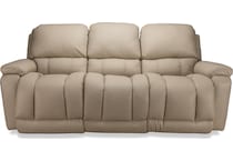 greyson beige power leather reclining sofa   