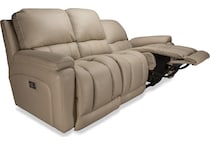 greyson beige power leather reclining sofa   