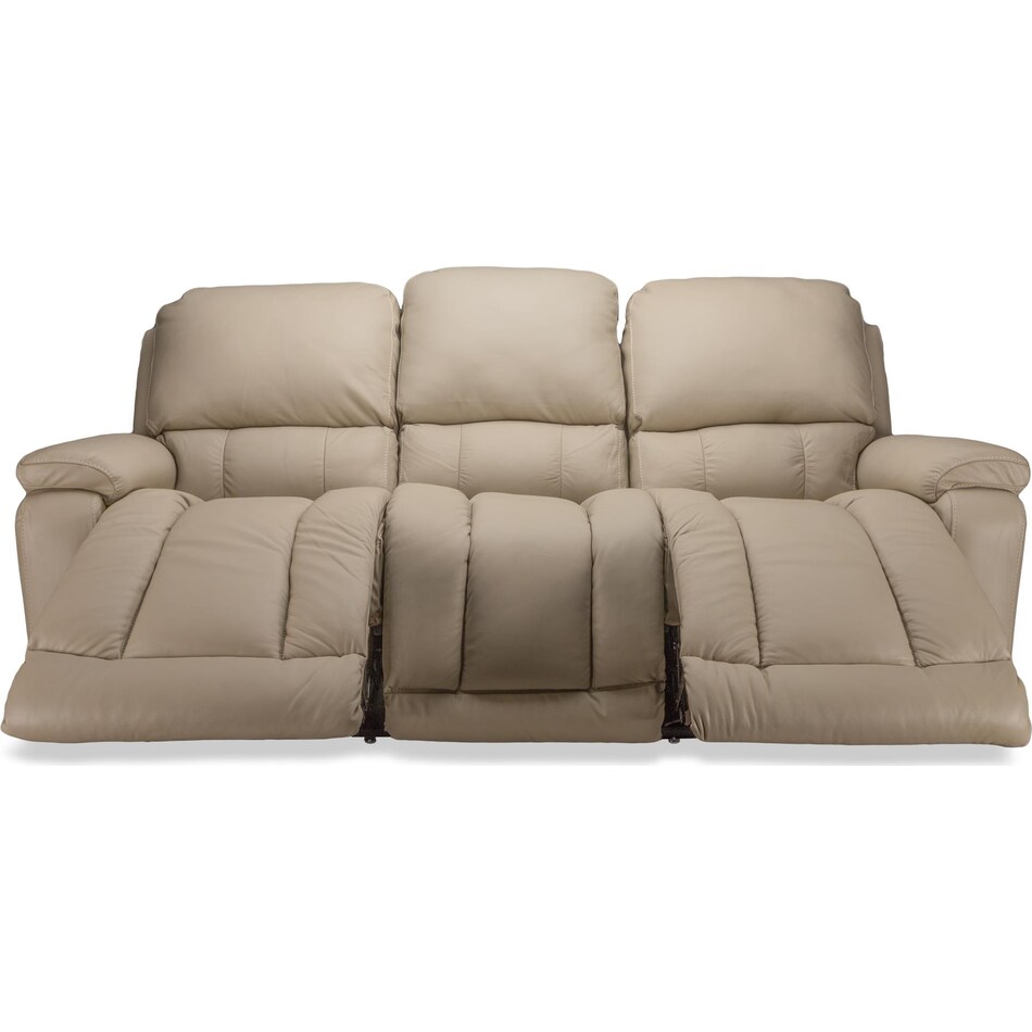 greyson beige power leather reclining sofa   