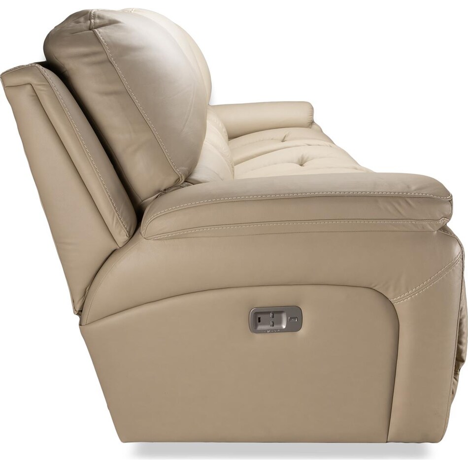 greyson beige power leather reclining sofa   