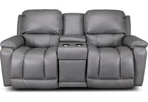 greyson grey power leather reclining console loveseat   