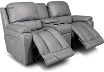 greyson grey power leather reclining console loveseat   