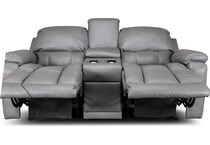 greyson grey power leather reclining console loveseat   