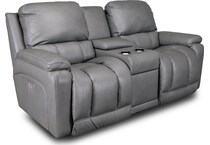 greyson grey power leather reclining console loveseat   