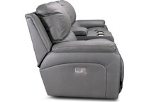 greyson grey power leather reclining console loveseat   