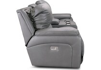 greyson grey power leather reclining console loveseat   