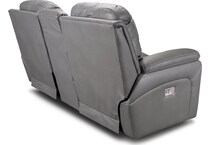 greyson grey power leather reclining console loveseat   