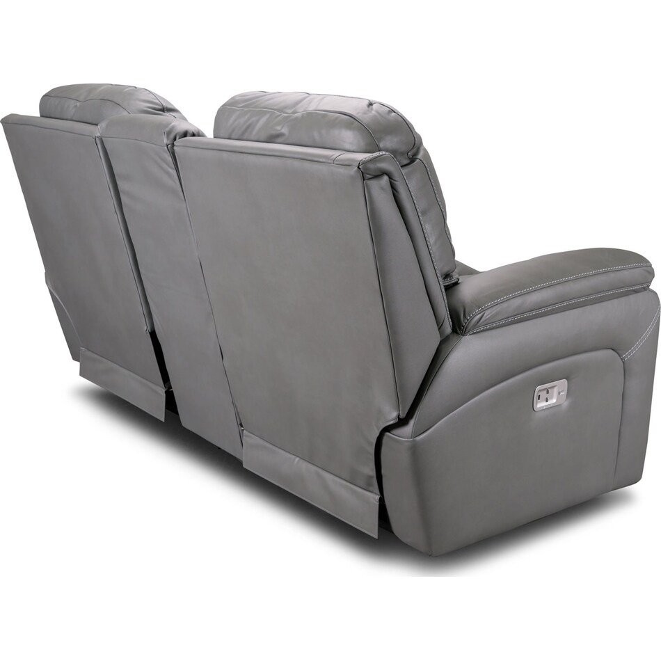 greyson grey power leather reclining console loveseat   