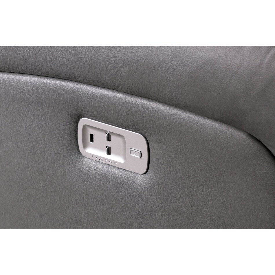 greyson grey power leather reclining console loveseat   