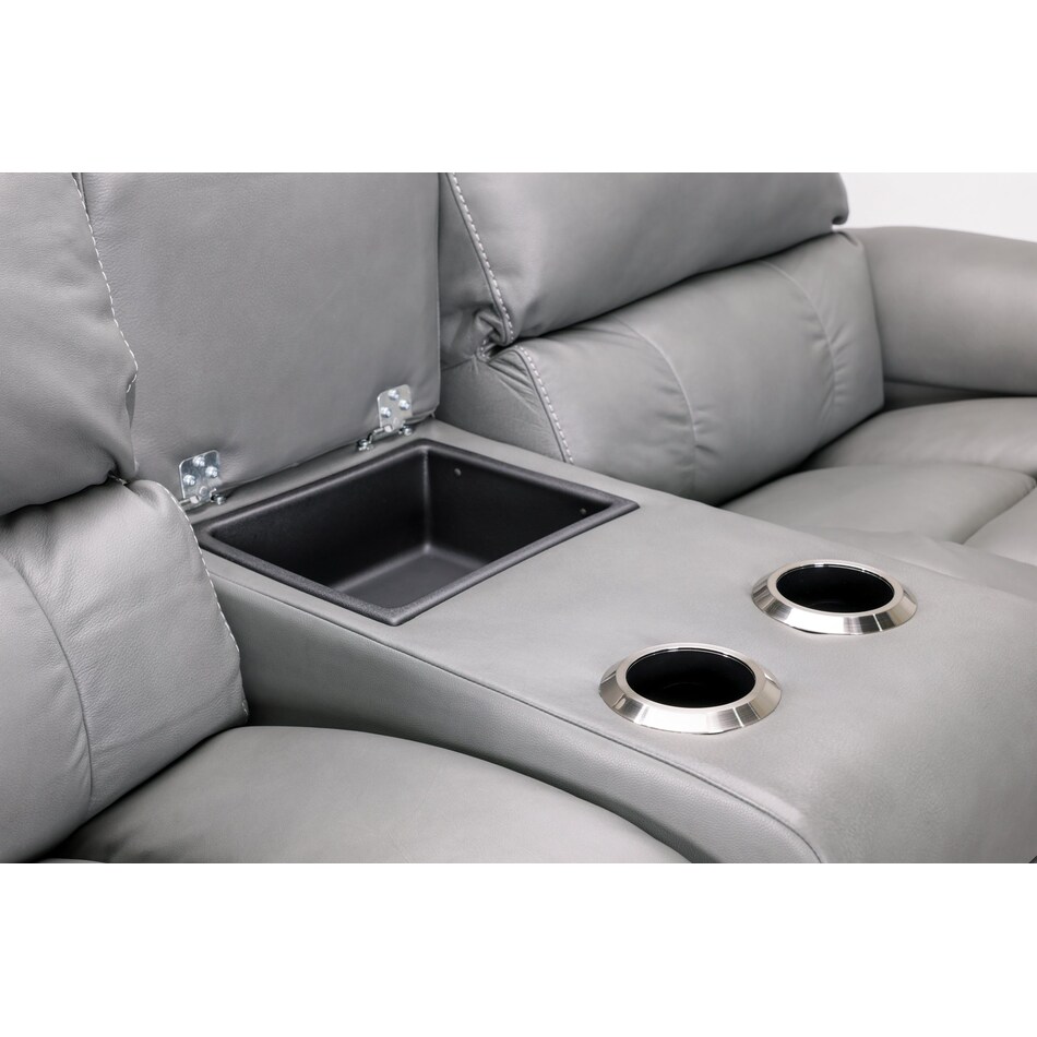 greyson grey power leather reclining console loveseat   