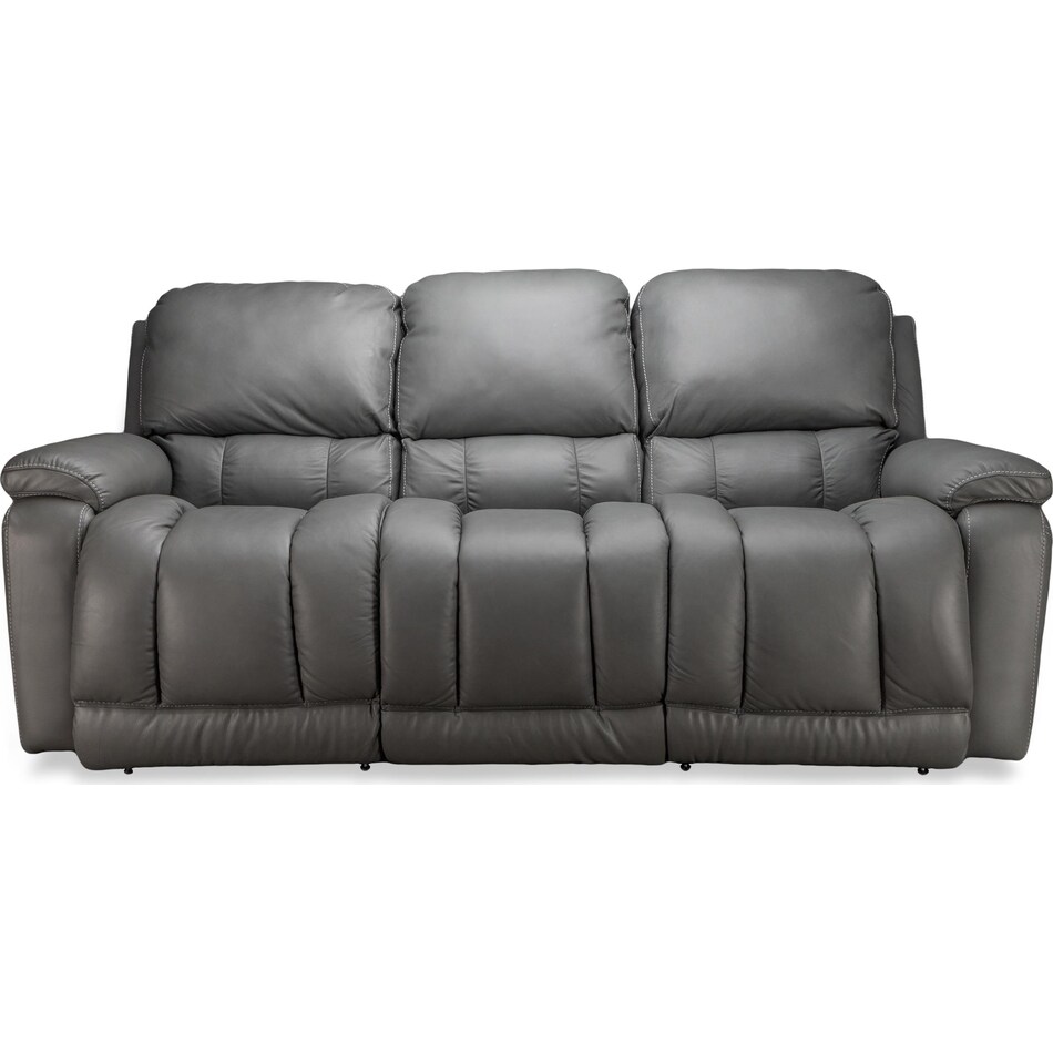 greyson grey power leather reclining sofa   