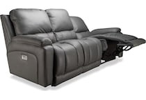 greyson grey power leather reclining sofa   