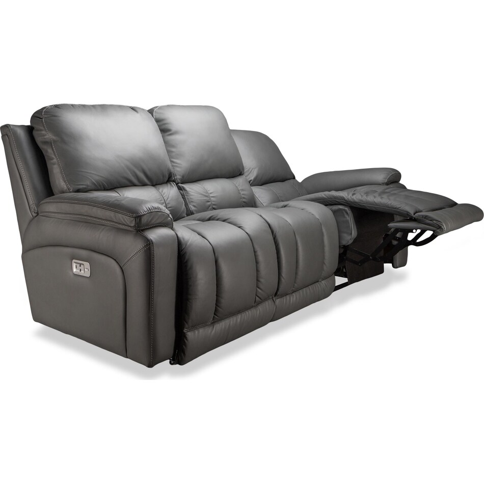 greyson grey power leather reclining sofa   