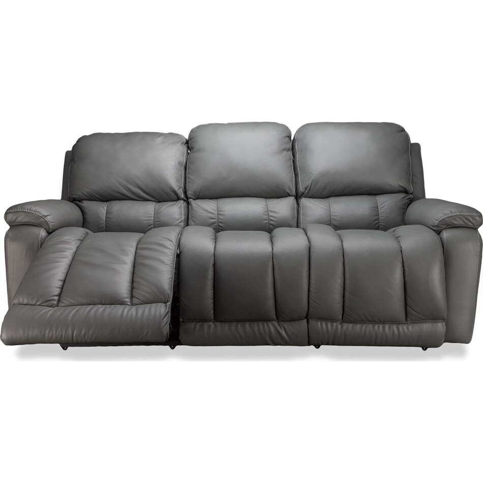 greyson grey power leather reclining sofa   