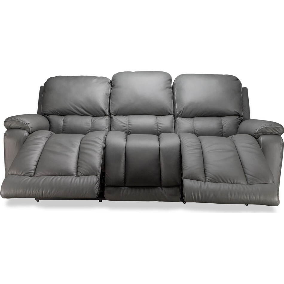 greyson grey power leather reclining sofa   