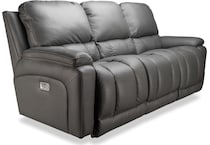 greyson grey power leather reclining sofa   