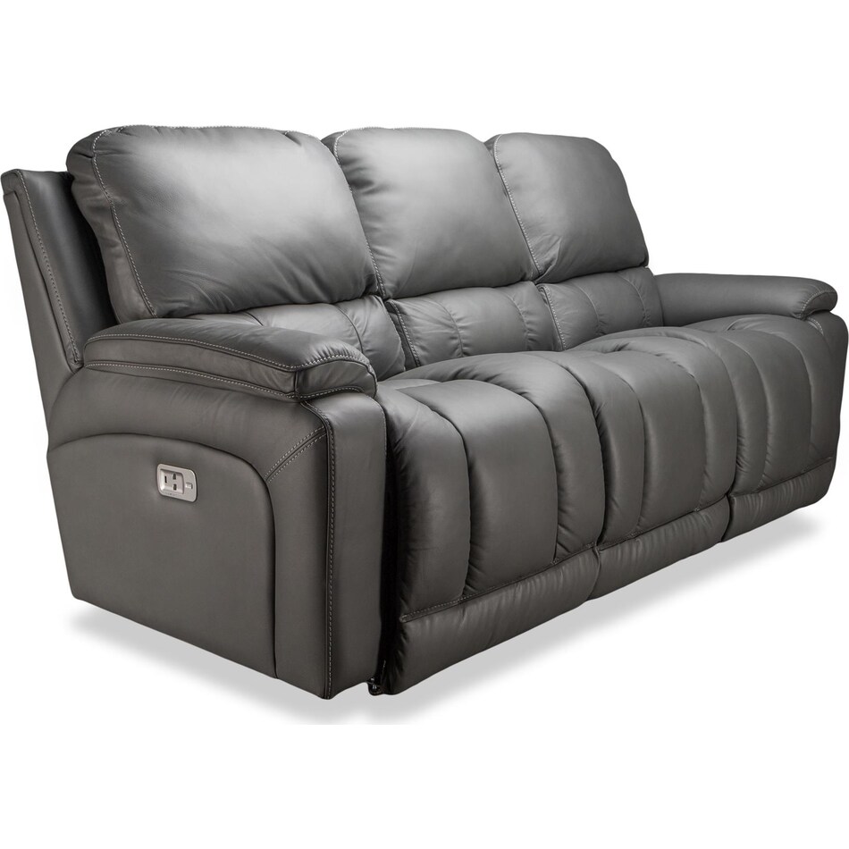 greyson grey power leather reclining sofa   