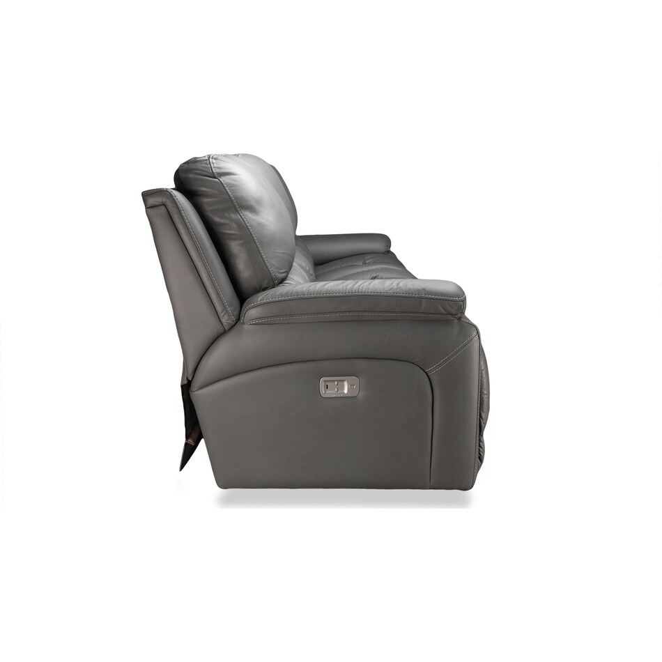 greyson grey power leather reclining sofa   