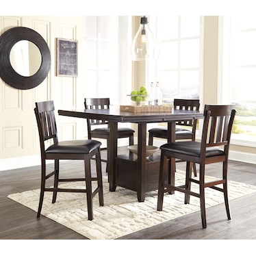 HADDIGAN COUNTER HEIGHT DINING TABLE AND 4 BAR STOOLS