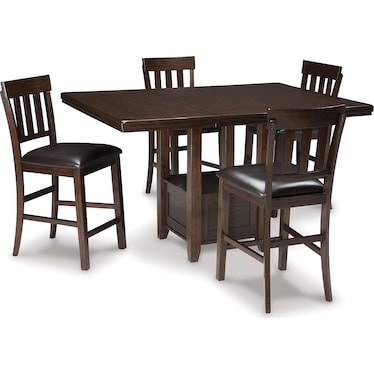 HADDIGAN COUNTER HEIGHT DINING TABLE AND 4 BAR STOOLS