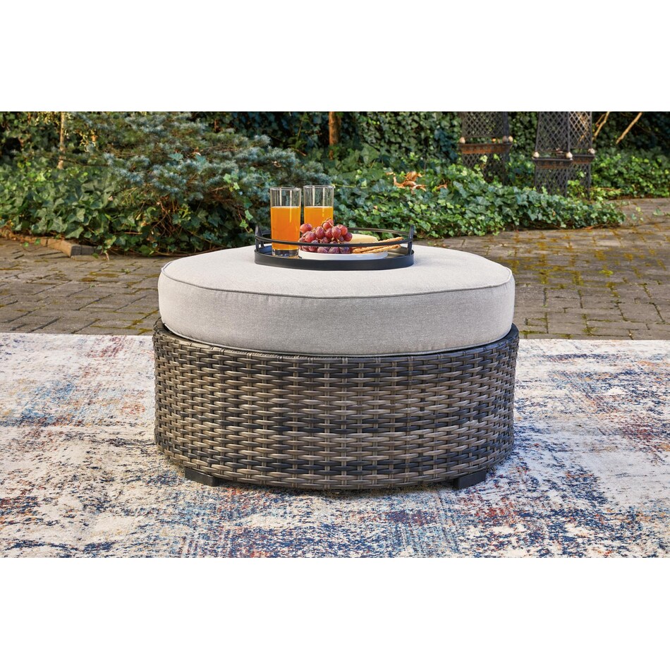 harbor court gray ottoman   