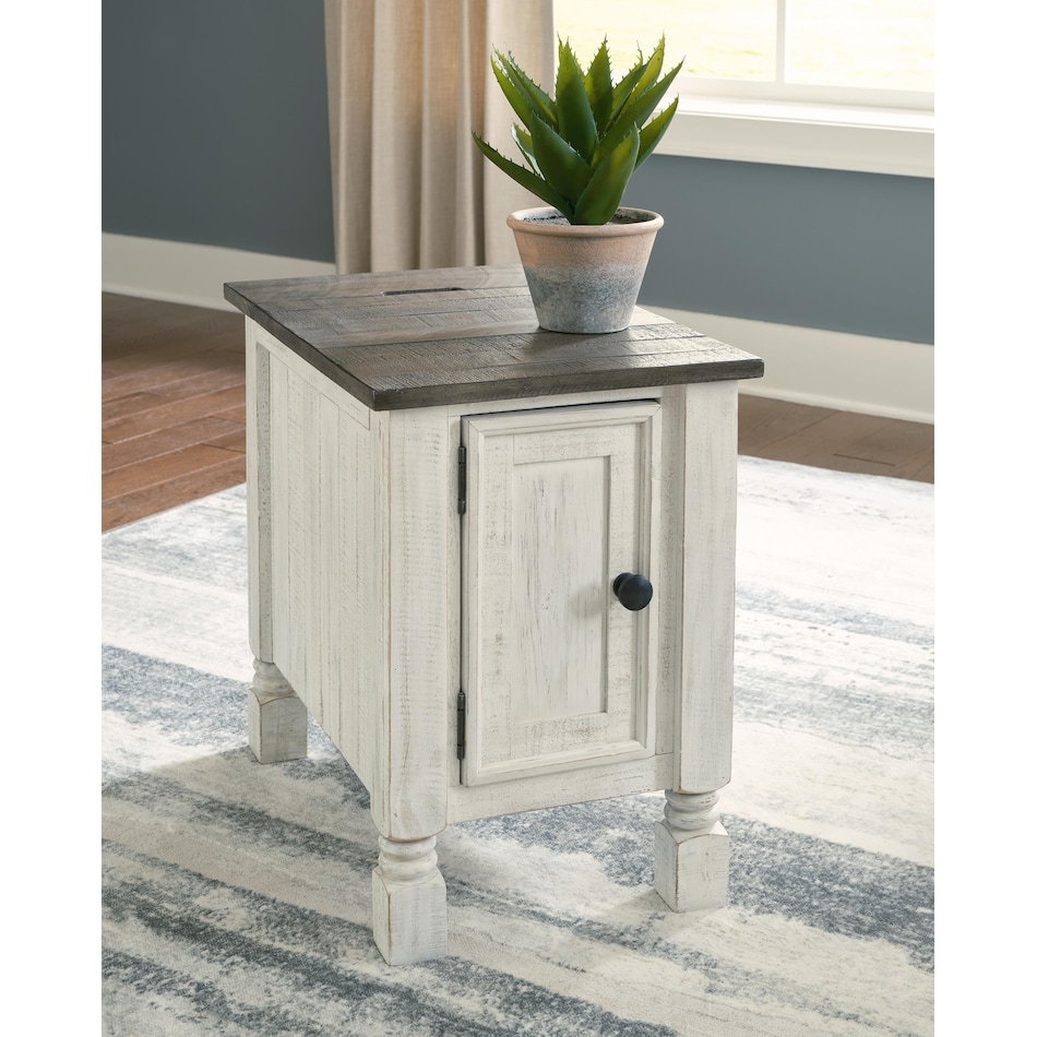 havalance white chairside table   