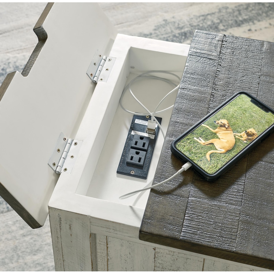 havalance white chairside table   